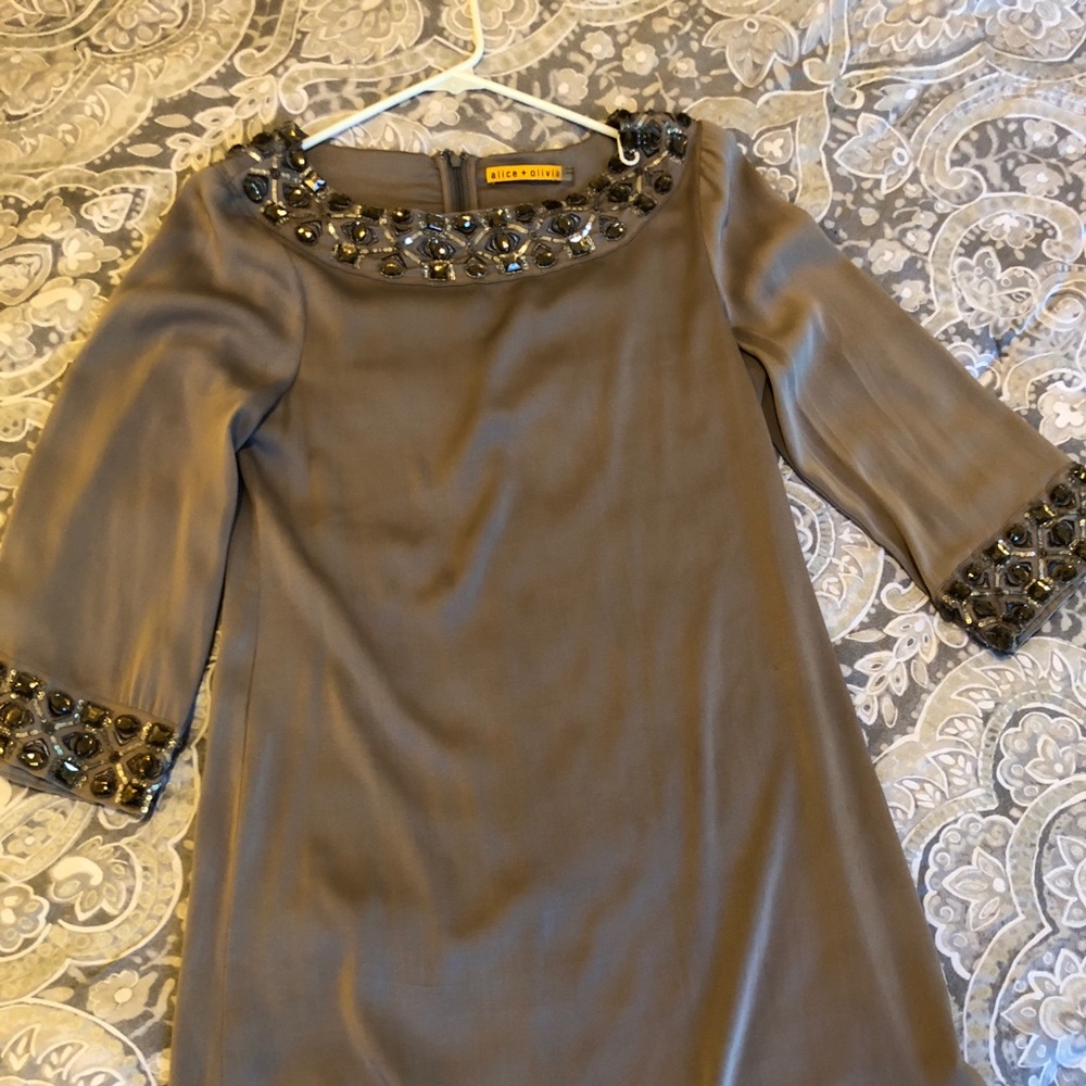 Alice + Olivia Silver Satin Dress